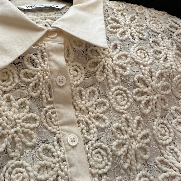 Zara Embroidered Lace Cropped Blouse - Picture 10 of 11